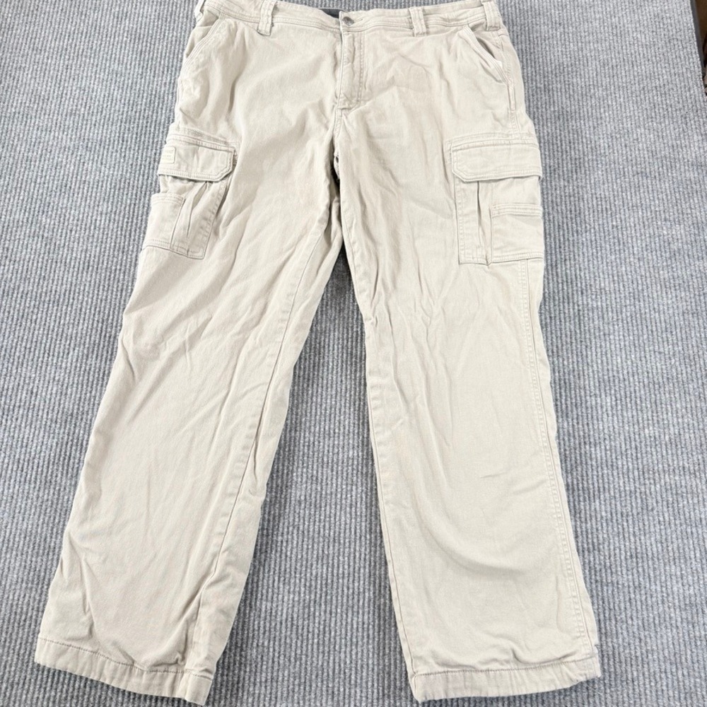 RedHead Flannel Lined Cargo Pants Mens 40x32 Tan Khaki Plaid Lined Outdoor Work